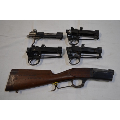 449 - 3 Enfield No4 actions, unused. A Carl Gustav single action and an under lever and stock action, with... 