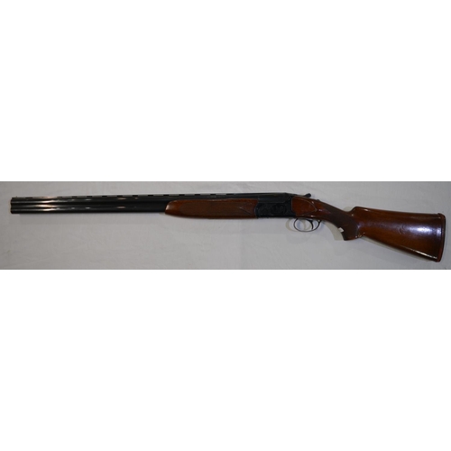 327 - A Franchi 12g O/U shotgun with single trigger and ejectors, 28' barrel, overall length 44.5'. Serial... 