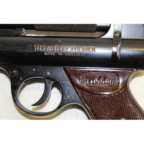 481 - Boxed Webley premier over lever .22 air pistol SN:897