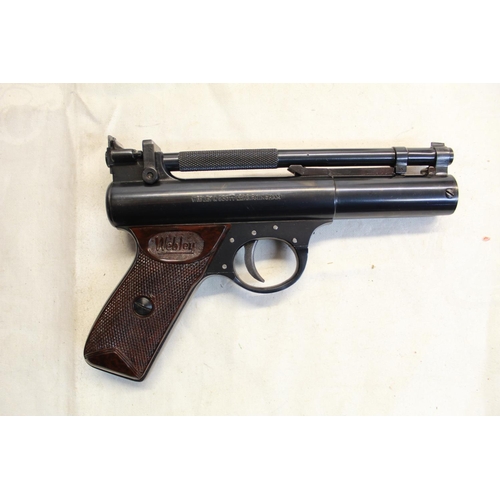 483 - Boxed Webley Premier over lever .22 air pistol SN:166 2.4lb/ft in very good condition