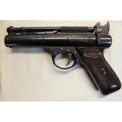 486 - Boxed Webley premier over lever .22 air pistol SN:931 2.3lb/ft