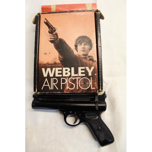 487 - Boxed Webley premier over lever .22 air pistol SN:690 2.6lb/ft with cleaning cloth