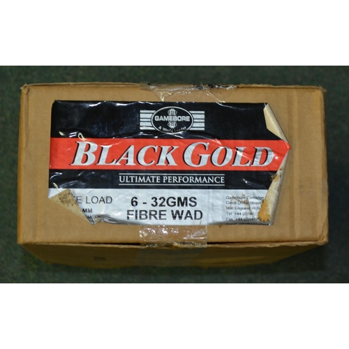 518 - A slab of 250 gamebore Black Gold Fibrewad cartridges.
