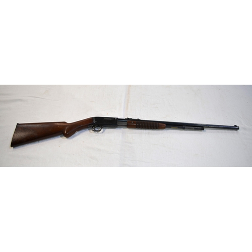 506 - A deactivated Belgian pump action .22 rifle, barrel length 21'. Serial no 63217, with deactivation c... 