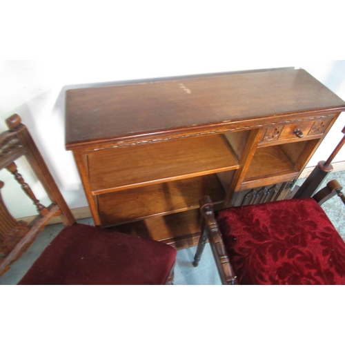 410 - Victorian pole screen, banner with woolwork study of a pheasant, Edwardian piano stool and similar c... 