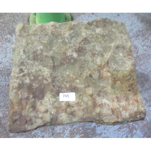 705 - Stable style stone with square top on rustic hewn base (33cm x 29cm x 37cm)