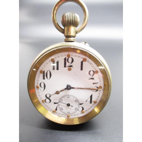 99 - Swiss early C20th keyless wound and pin set Goliath pocket watch, white enamel dial with Arabic nume... 