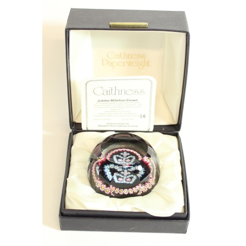 612 - Caithness millefiori glass paperweight 'Jubilee Crown' ltd ed. number 56/500 with box and cert.