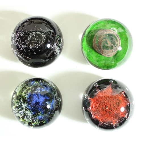 614 - Set of four Caithness Elements glass paperweights consisting Earth, Air, Fire and Water, matching lt... 