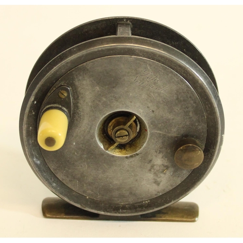 649 - Vintage Pape of Newcastle Fly Reel, dia 10cm