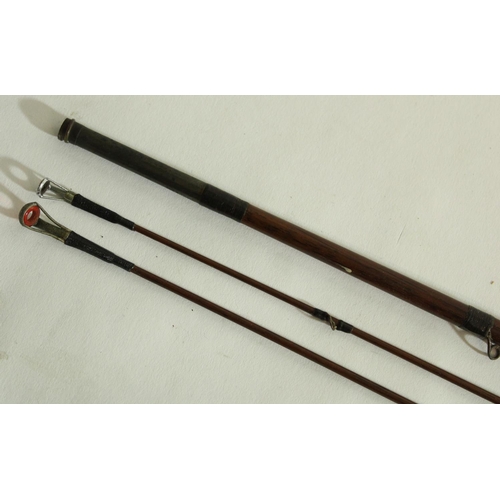 670 - Late C19th Hardy Bros. of Alnwick two section cane fly rod with cork handle and spare top section.  ... 