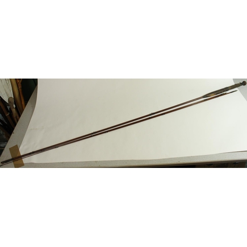 670 - Late C19th Hardy Bros. of Alnwick two section cane fly rod with cork handle and spare top section.  ... 