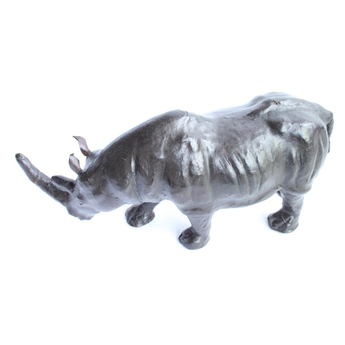 1096 - Mid C20th leather clad model of a rhino, L50cm, H22cm