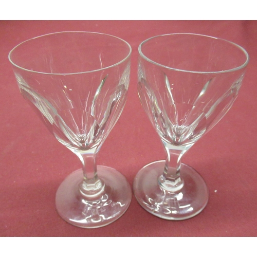 44 - Waterford Marquis lead crystal candlestick, etched on base, H20.2cm, pair of early C19th port glasse... 