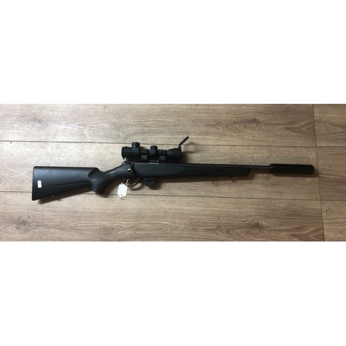 505a - As new Tikka .22 bolt action rifle with moderator, SN N62328, with own telescopic site with caps, ma... 