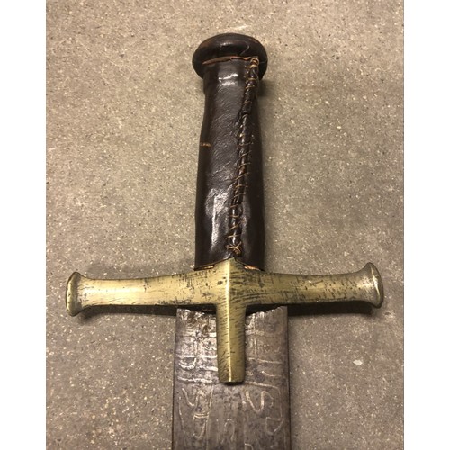 171a - Unusual leather handle cross guard sword with 38