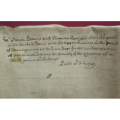 1299 - Geo.11 Indenture Tripartite 10th July 1749 for an agreement about 'Three cottages into four dwelling... 