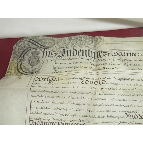 1299 - Geo.11 Indenture Tripartite 10th July 1749 for an agreement about 'Three cottages into four dwelling... 