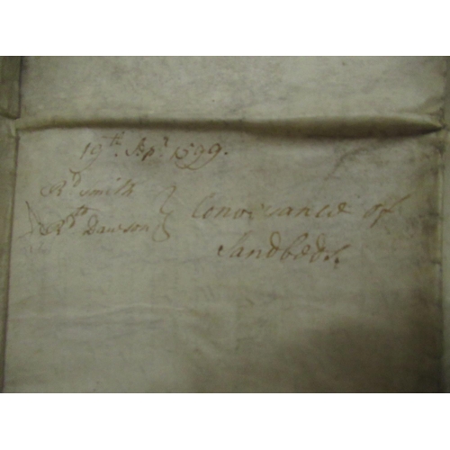 1294 - Indenture 19th Sept. 1599, ' R.Smith to Rd Dawson Conveyance of Sandbody' with wax seal