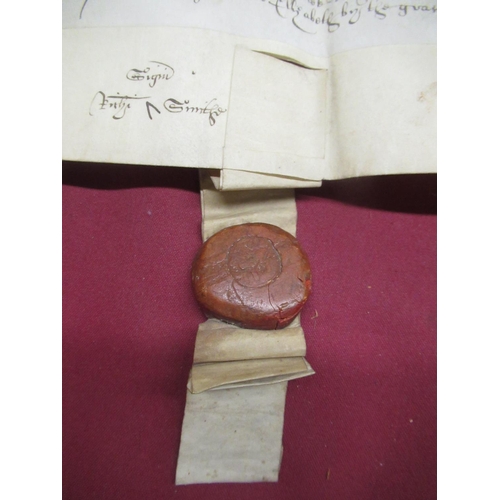 1294 - Indenture 19th Sept. 1599, ' R.Smith to Rd Dawson Conveyance of Sandbody' with wax seal