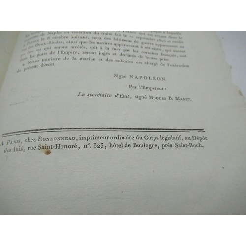 1318 - Circa 1800 Bulletin Des Lois No.73 Decrets Imperiaux Relatifs aux Prises et Armemens en Course, issu... 