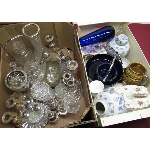 51 - Large selection of ceramics and glassware including a Schafer and Vater Art nouveau clock garniture,... 