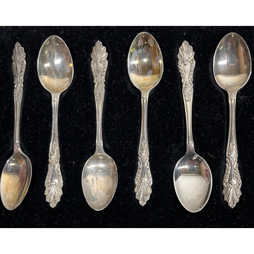 1045 - Set of six ERII coronation hallmarked silver teaspoons, set of six Scottish hallmarked silver teaspo... 