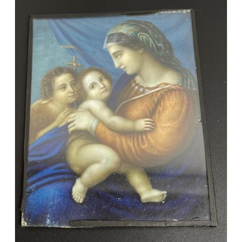 1049 - Continental School (C19th); The Madonna and child with a young St. John the Baptist, miniature water... 