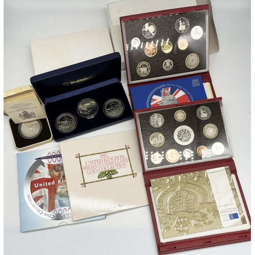 1086 - Royal Mint 2004 Proof Coin Collection, Royal Mint 2003 United Kingdom Proof Set, Westminster boxed D... 