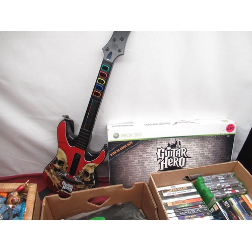 1111 - Xbox and Xbox 360 consoles, with Guitar Hero Guitar, controllers and attachments, Xbox, Xbox 360 and... 