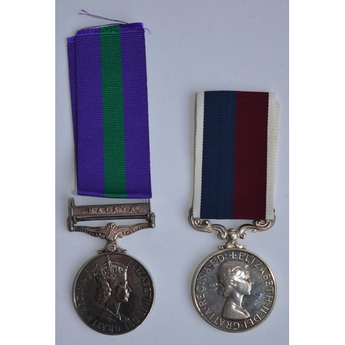 782 - Withdrawn - 2 Royal Air Force medals with ribbons, both awarded to E. B. Leeke (4078797):
Malaya GSM... 