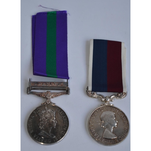 782 - Withdrawn - 2 Royal Air Force medals with ribbons, both awarded to E. B. Leeke (4078797):
Malaya GSM... 