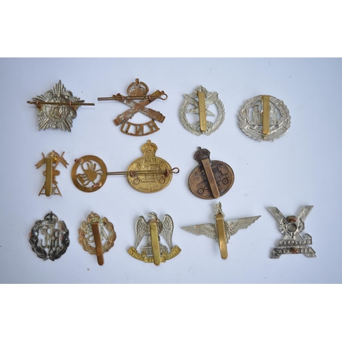 783 - A collection of military cap badges including The Long Range Desert Group, RNAS, Royal Flying Corps,... 