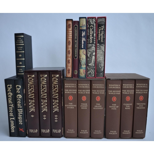 793 - A collection of Folio Society books, with slip cases:
Winston Churchill 1-6, The Highland Clearances... 