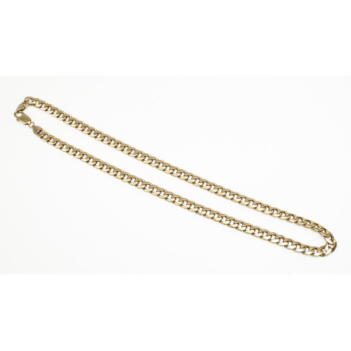 1009 - 9ct yellow gold flat link curb chain necklace, stamped 375, L48cm, 42.2g