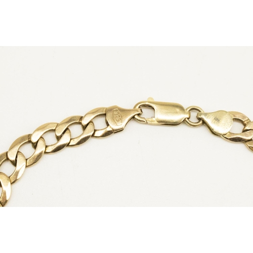 1024 - 9ct yellow gold flat link curb chain bracelet, stamped 375, L22.5cm, 14.6g