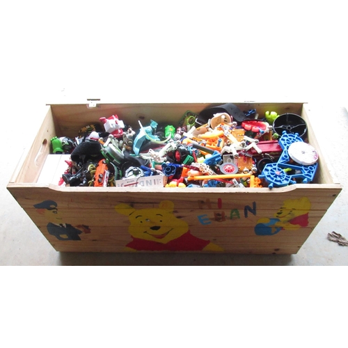 1137 - Wood box full of mixed children's toys, approx W75cm D32cm H35cm