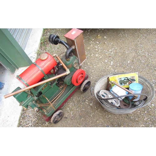 1143 - Stuart Turner ltd Type A6R2 stationary engine with galvanised bucket containing spares