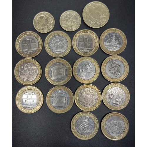 1091 - 17 commemorative £2 and £1 coins inc. 2010 Florence Nightingale 1820-1910, 2014 Trinity House 1514-2... 