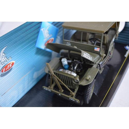 807 - A rare boxed Solido 1/18 Willy's Jeep model (body die-cast) with wire cutter.