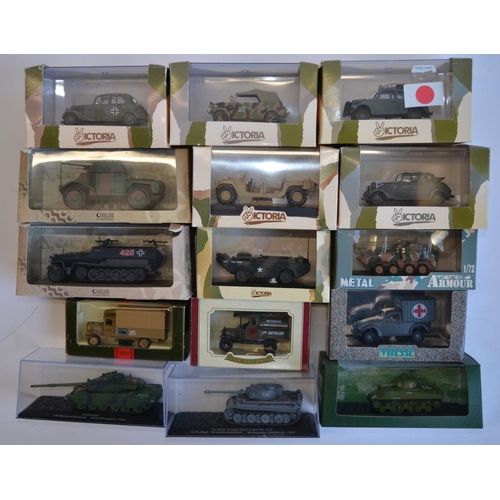 809 - A collection of mostly boxed 1/50 die-cast tank models, by Corgi, Solido, Victoria, Atlas Editions e... 