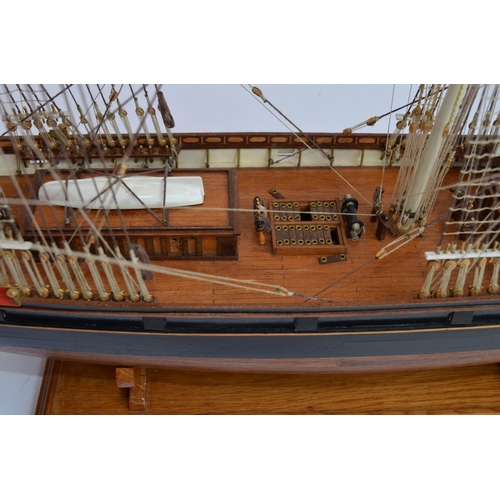 754 - A 1/84 scale full hull model of the tea clipper Cutty Sark. Hand made in wood. Overall length approx... 