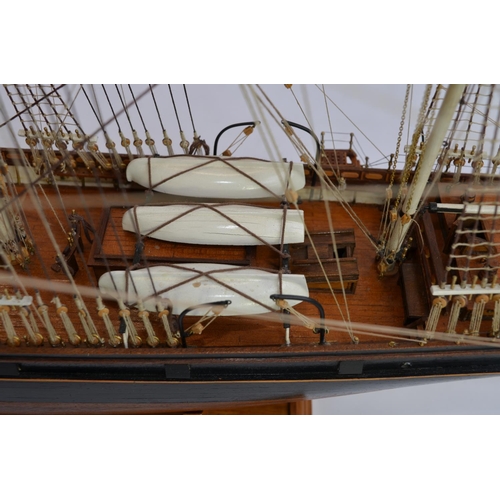 754 - A 1/84 scale full hull model of the tea clipper Cutty Sark. Hand made in wood. Overall length approx... 