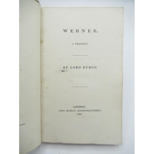 1323 - Byron (Lord) Werner a Tragedy, John Murray 1823, Quarter Leather Binding