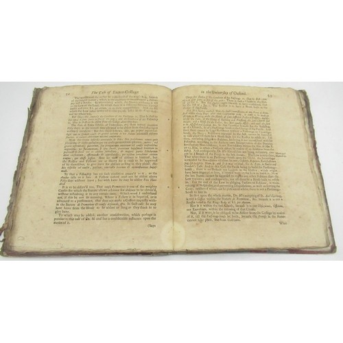 1327 - The Case of Exeter-Colledge in the University of Oxford Related and Vindicated, Printed and are to b... 