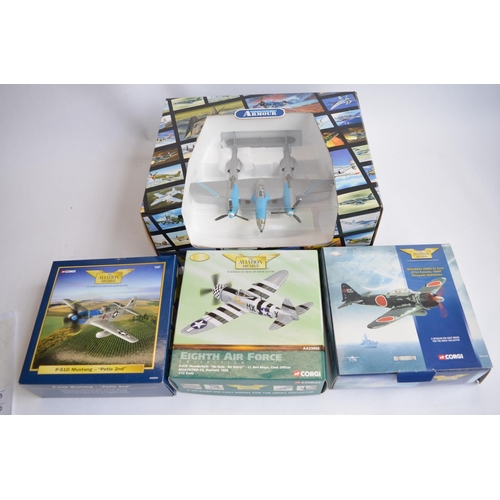 815 - 3 1/72 Corgi and 1 1/48 Franklin Mint die-cast aircraft models:
Corgi 1/72 AA33102 Japanese Zero fig... 