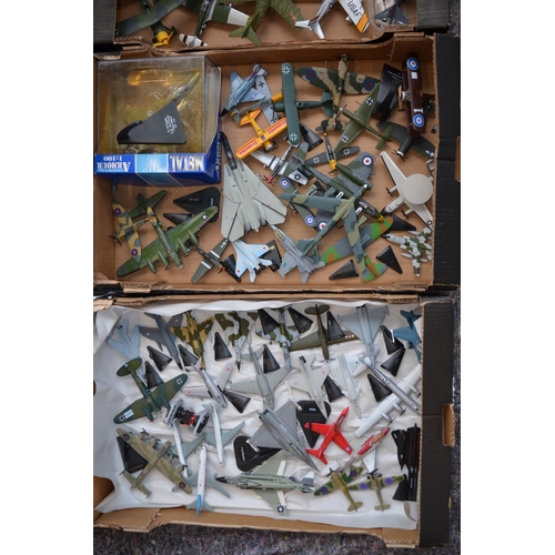 816 - A large collection of model aircraft in various scales, many with stands. Includes a Corgi 1/72 Sea ... 