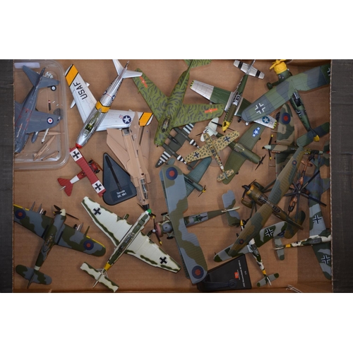 816 - A large collection of model aircraft in various scales, many with stands. Includes a Corgi 1/72 Sea ... 