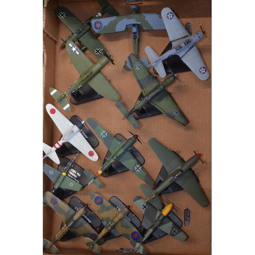 816 - A large collection of model aircraft in various scales, many with stands. Includes a Corgi 1/72 Sea ... 