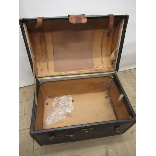 856 - C19th A.E. Rickards leather bound dome top trunk, leather straps and handles, W76cm  D50cm H57cm